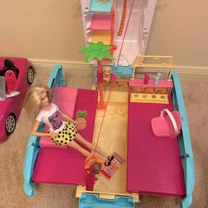 barbie beach in a car